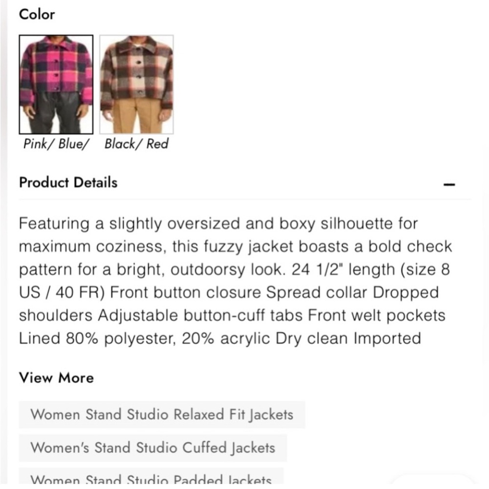 Stand Studio Alexia Brushed Checked Plaid Pink// … - image 8